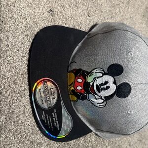 Never Worn Disney Kids Mickey Mouse Gray and Black Embroidered Snapback Hat